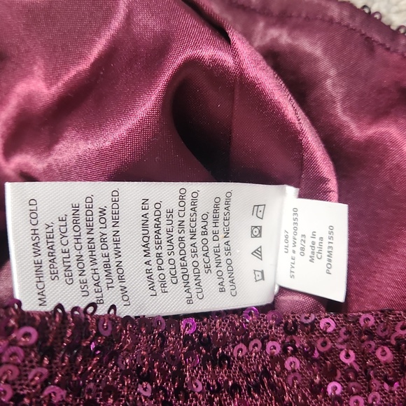 New Wildfox Alston Sequin Cropped Bow Front Strapless Top Size XL Dark Purple - Picture 12 of 12